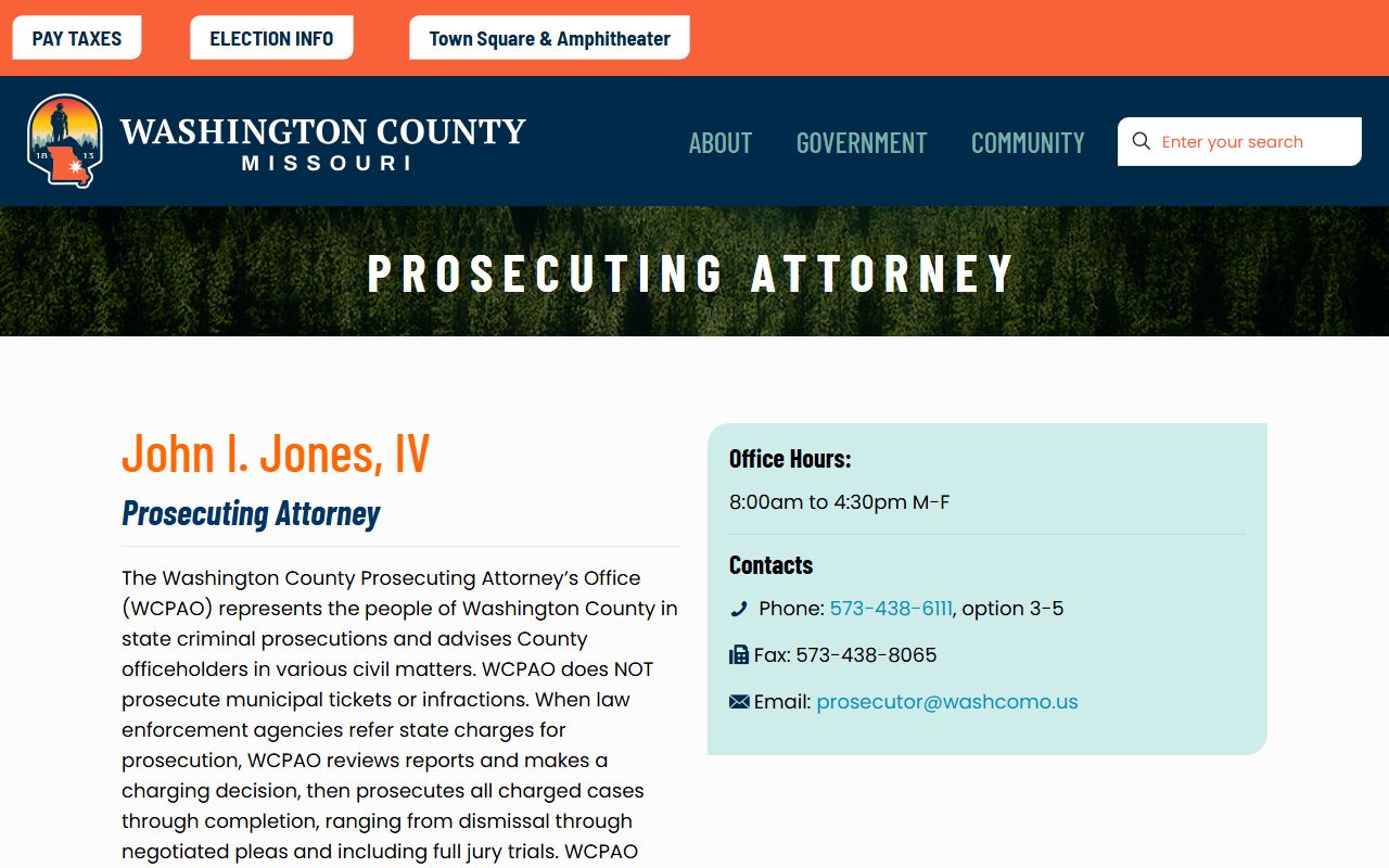 Washington County court records after arrest prosecutor charging page