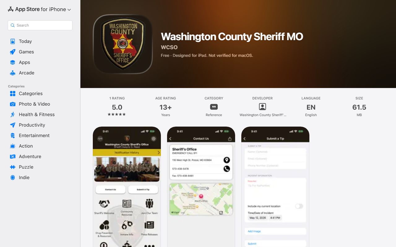 Washington County jail mugshots sheriff app listing